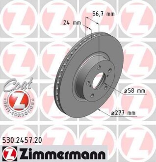 Диск тормозной ZIMMERMANN 530245720 (фото 1)