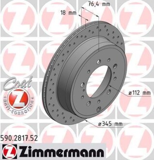 Диск тормозной ZIMMERMANN 590281752