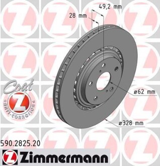 Диск тормозной ZIMMERMANN 590.2825.20