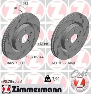 Диск гальмівний ZIMMERMANN 590284053